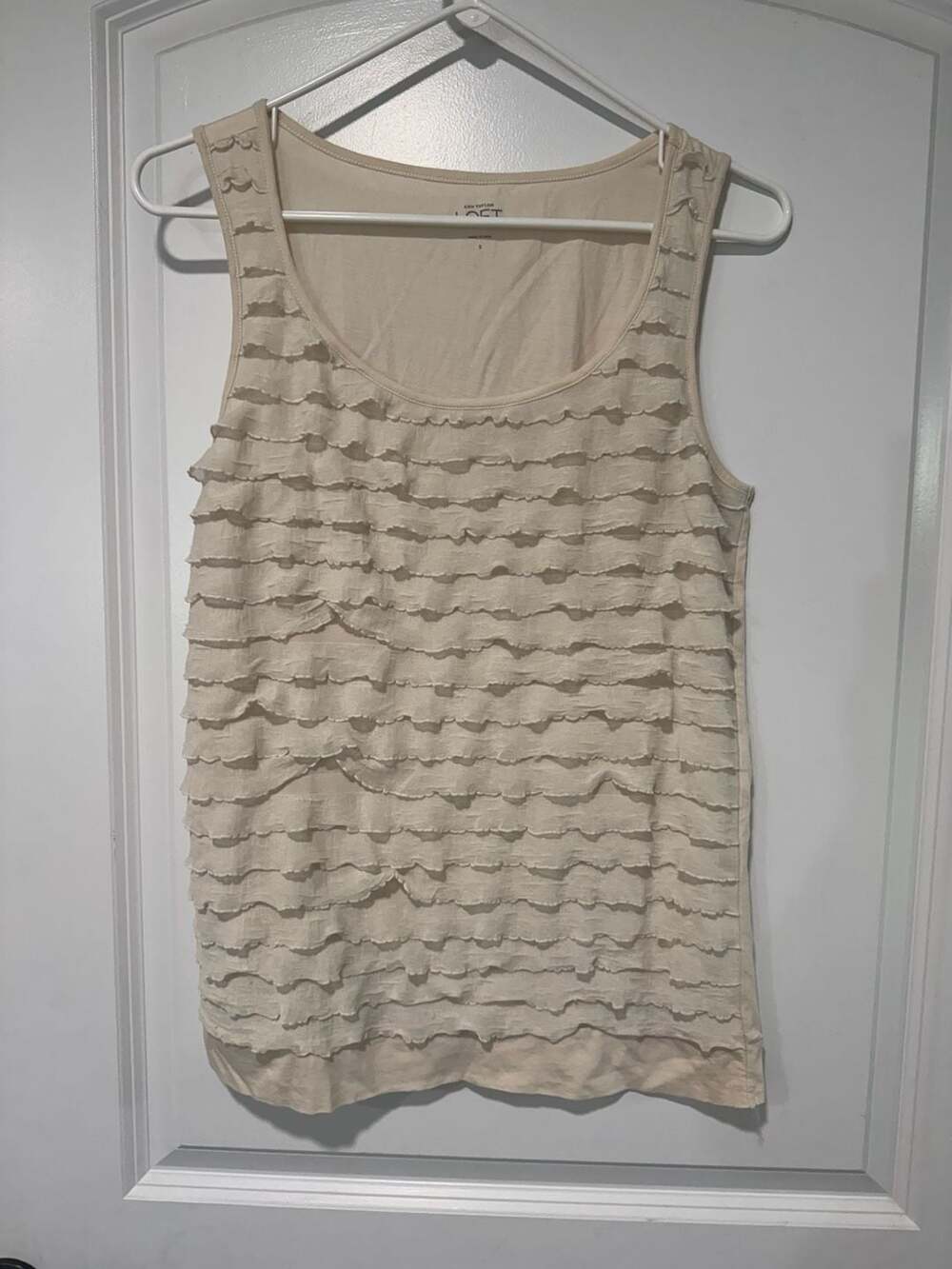 Ruffle Tiered Tank Top Romantic Coquette Neutral Beige Women’s Small